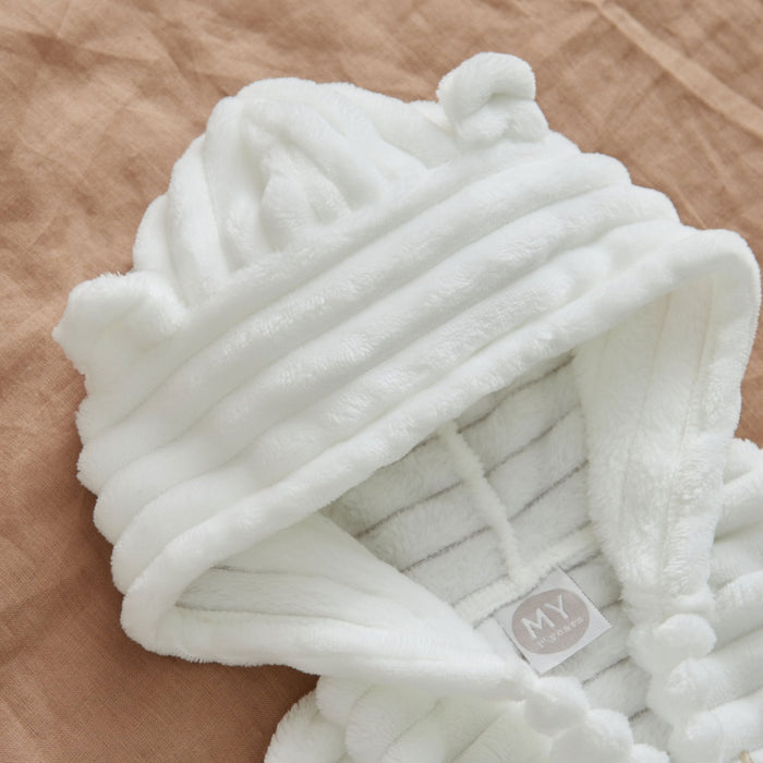 Personalised Ivory Ribbed Fleece Robe