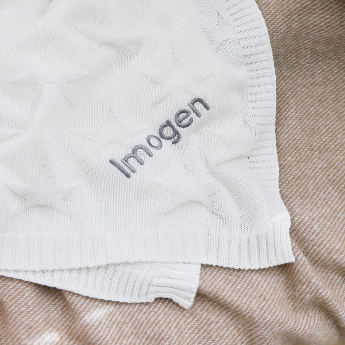 Personalised Ivory Star Jacquard Baby Blanket