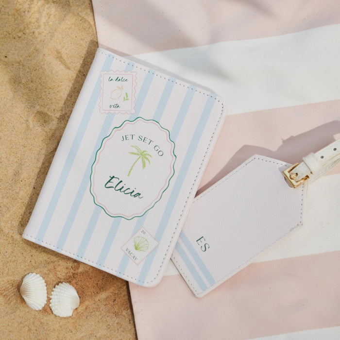 Personalised Jet Set Go Stripe Travel Set