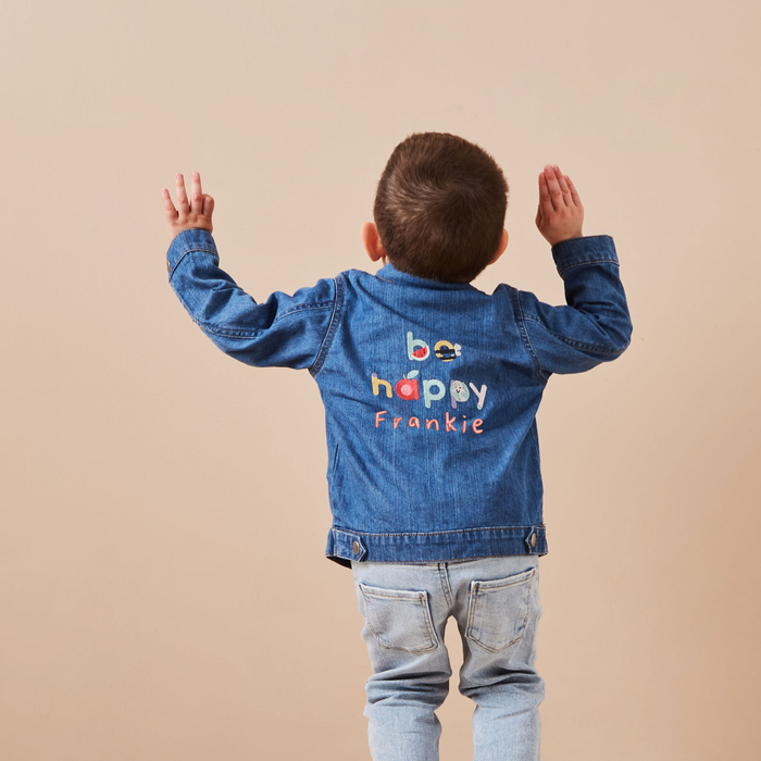 Personalised Just Bee Kids Children’s Be Happy Denim Jacket