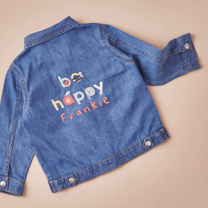 Personalised Just Bee Kids Children’s Be Happy Denim Jacket