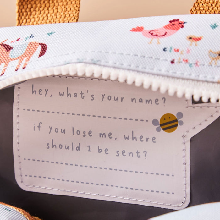 Personalised Just Bee Kids Farm Print Lunch Bag