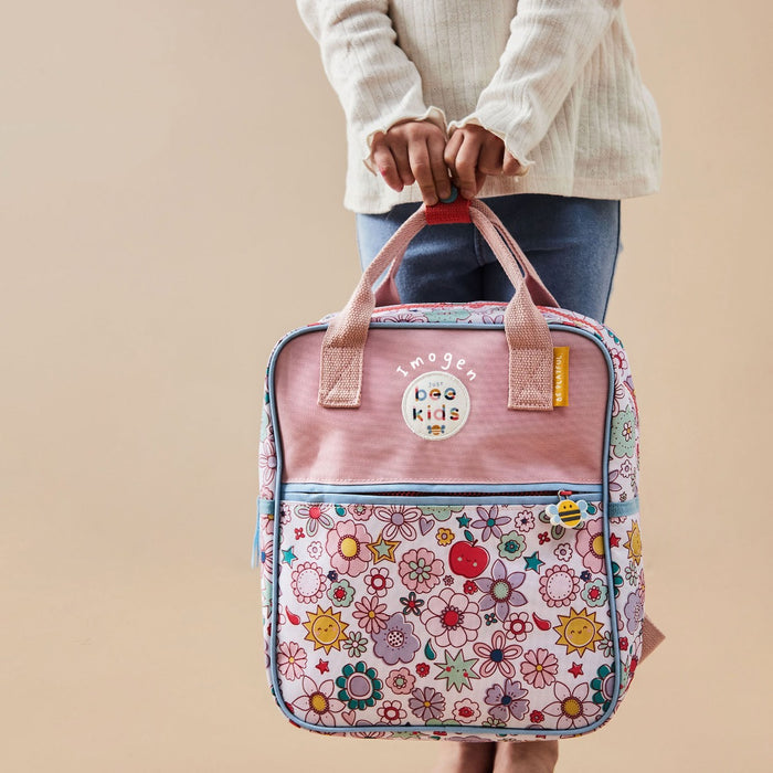 Personalised Just Bee Kids Retro Floral Backpack