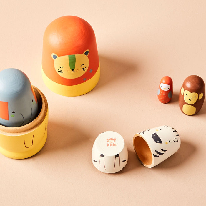 Personalised Just Bee Kids Safari Wooden Nesting Dolls FSC®