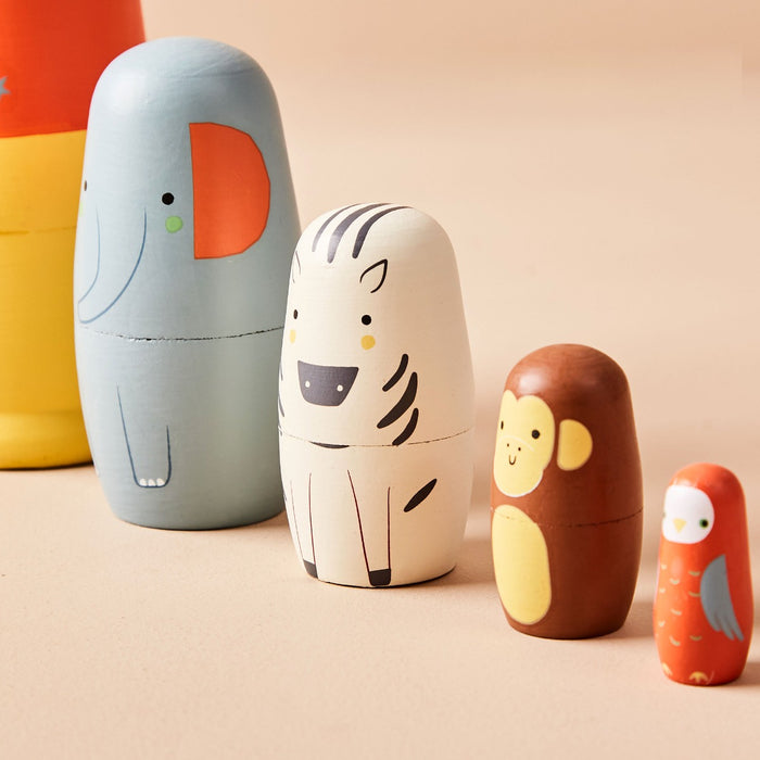 Personalised Just Bee Kids Safari Wooden Nesting Dolls FSC®