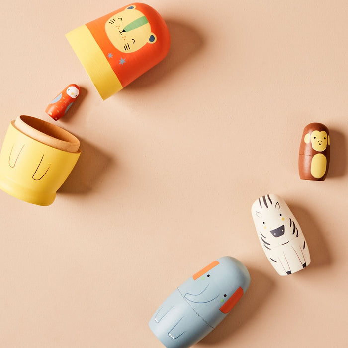 Personalised Just Bee Kids Safari Wooden Nesting Dolls FSC®