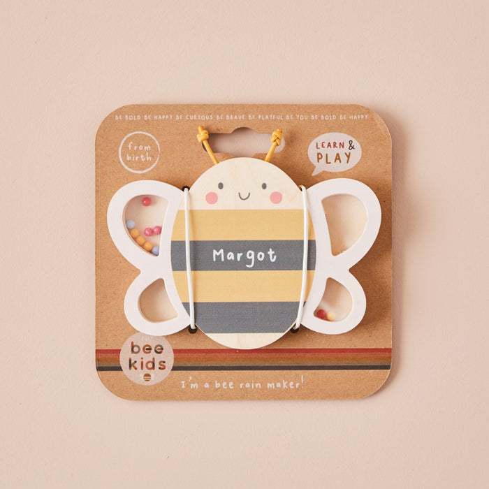 Personalised Just Bee Kids Wooden Bee Rattle FSC®