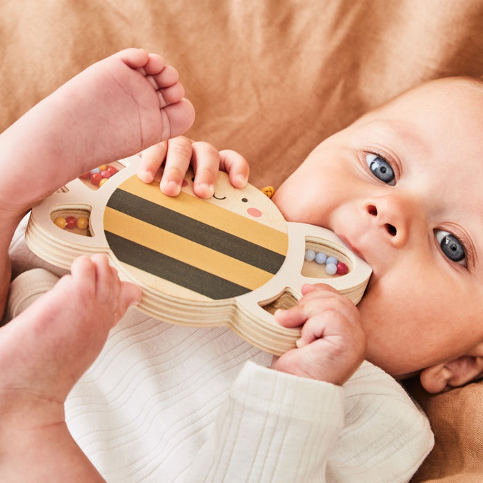 Personalised Just Bee Kids Wooden Bee Rattle FSC®