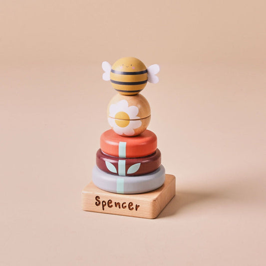 Personalised Just Bee Kids Wooden Bee Stacker Toy