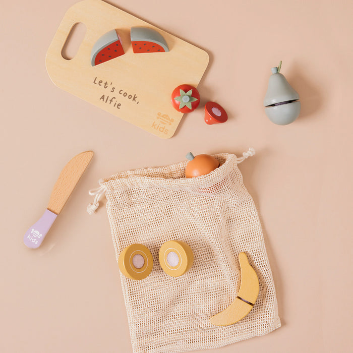 Personalised Just Bee Kids Wooden Cutting Fruit Set FSC®
