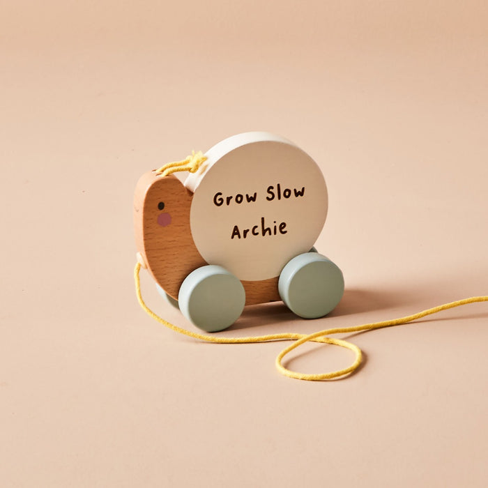 Personalised Just Bee Kids Wooden Pull-Along Snail FSC®
