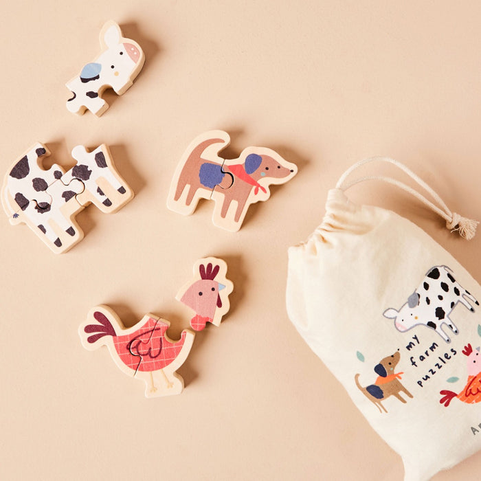 Personalised Just Bee Kids Wooden Set of Farm Puzzles FSC®