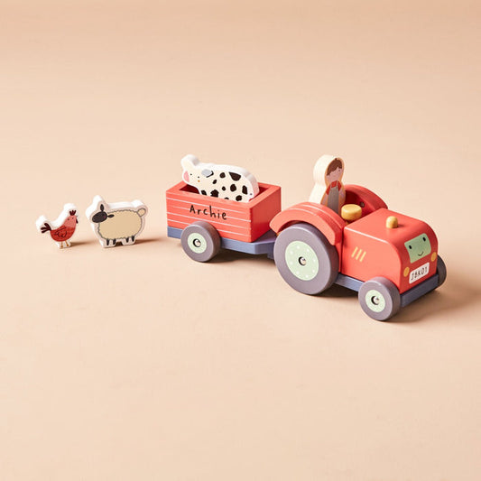 Personalised Just Bee Kids Wooden Tractor Toy FSC®