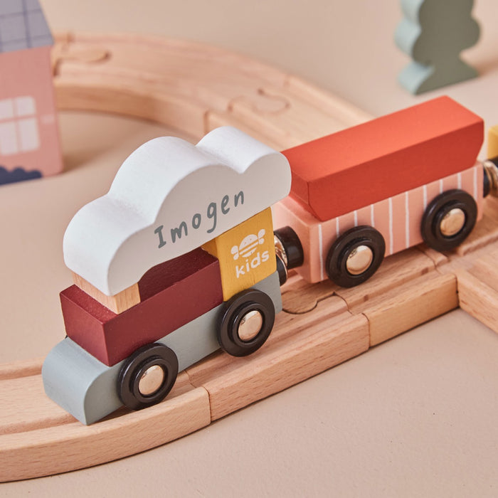 Personalised Just Bee Kids Wooden Train Set