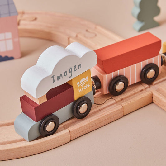 Personalised Just Bee Kids Wooden Train Set