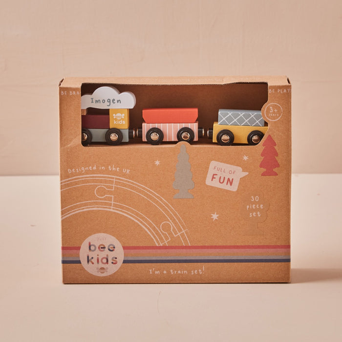 Personalised Just Bee Kids Wooden Train Set