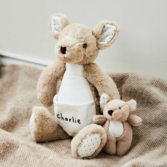 Personalised Kangaroo and Baby Soft Toy Set
