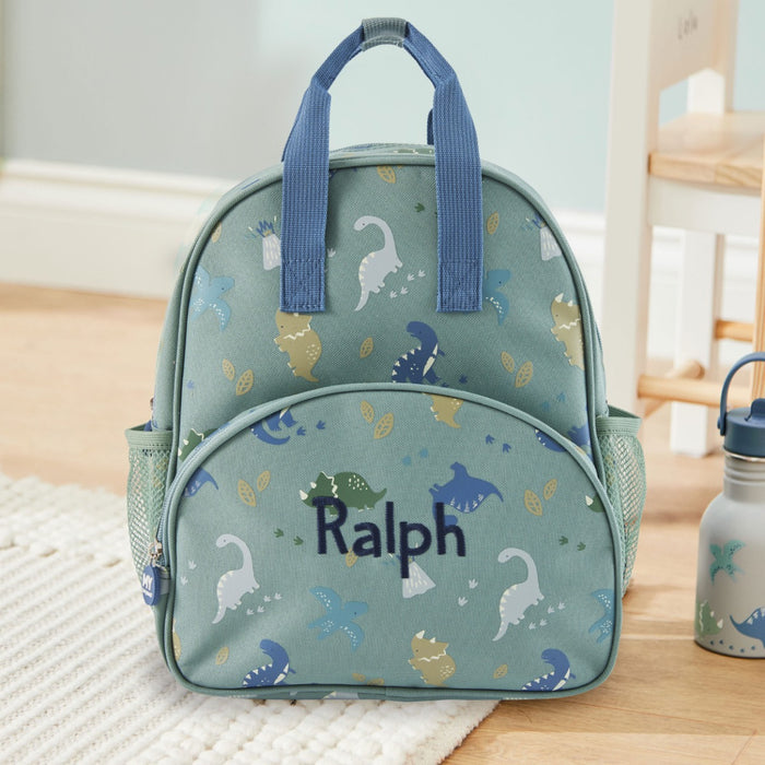 Personalised Khaki Dinosaur Print Medium Backpack