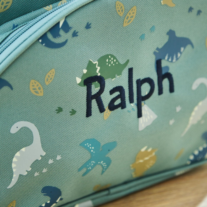 Personalised Khaki Dinosaur Print Medium Backpack