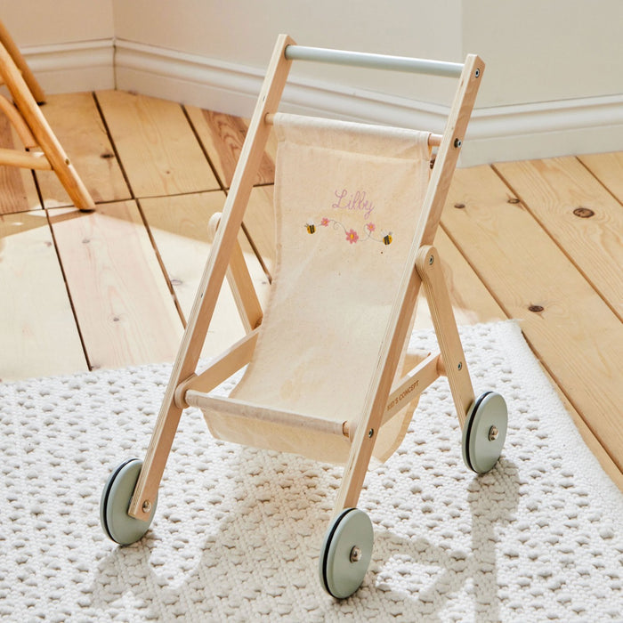 Personalised Kids Concept Bee Embroidered Wooden Stroller
