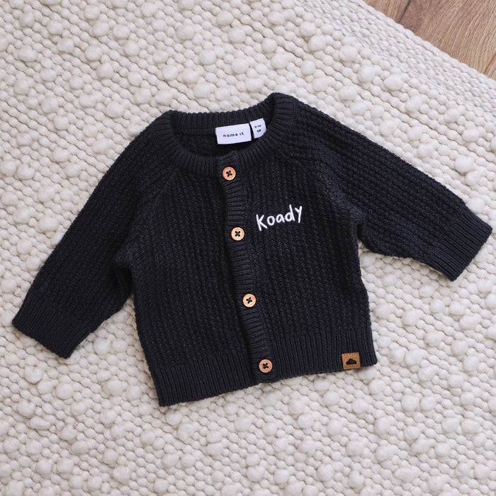 Personalised Kids’ Navy Knitted Cardigan by Name It