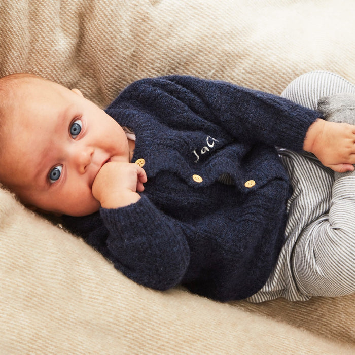 Personalised Kids’ Navy Knitted Cardigan by Name It