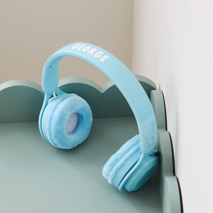 Personalised Lalarma Wireless Headphones in Pastel Blue