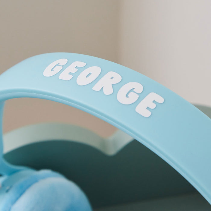 Personalised Lalarma Wireless Headphones in Pastel Blue