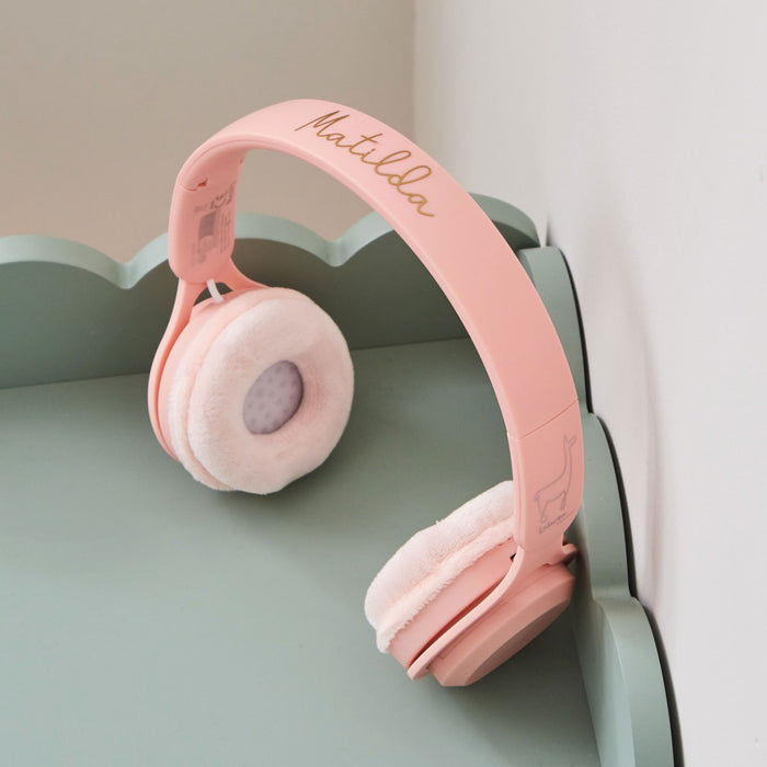 Personalised Lalarma Wireless Headphones in Pastel Pink