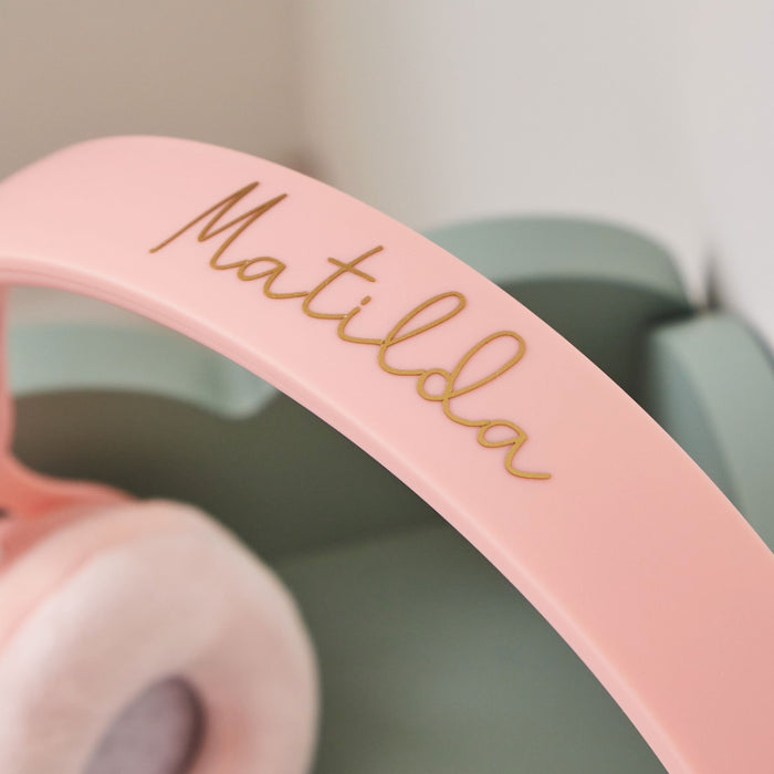 Personalised Lalarma Wireless Headphones in Pastel Pink