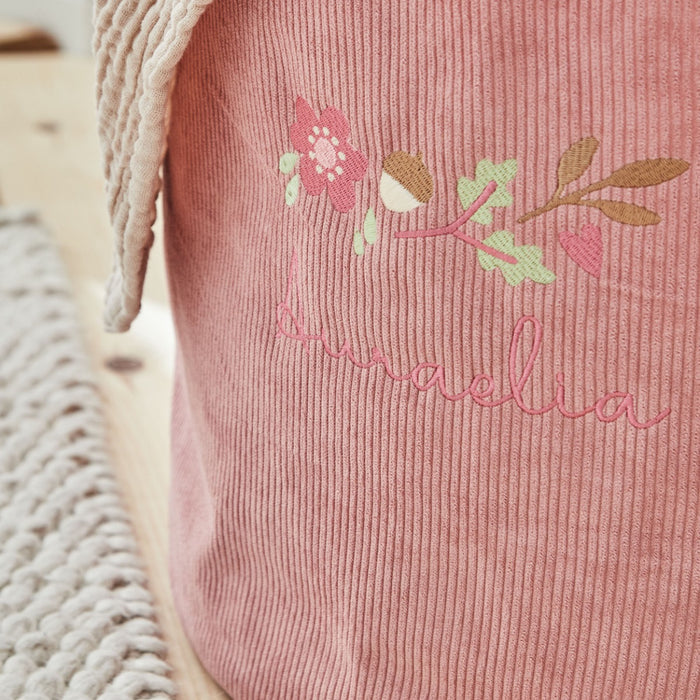 Personalised Large Floral Leaf Pink Storage Bag