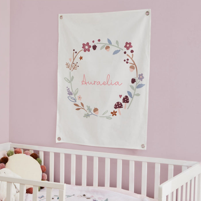 Personalised Large Floral Wreath Wall Hanging