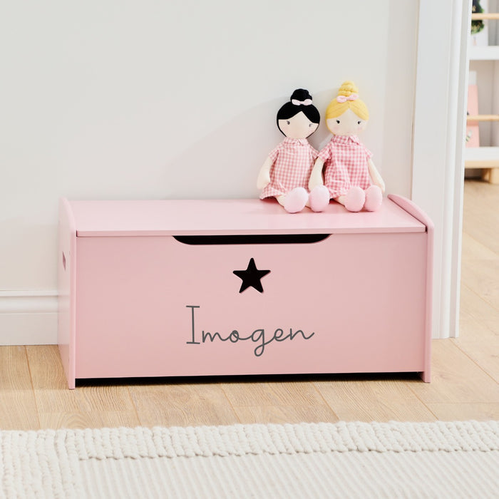 Personalised Large Pink Star Design Toy Box FSC®