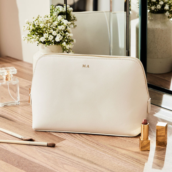 Personalised Large White Make-Up Bag