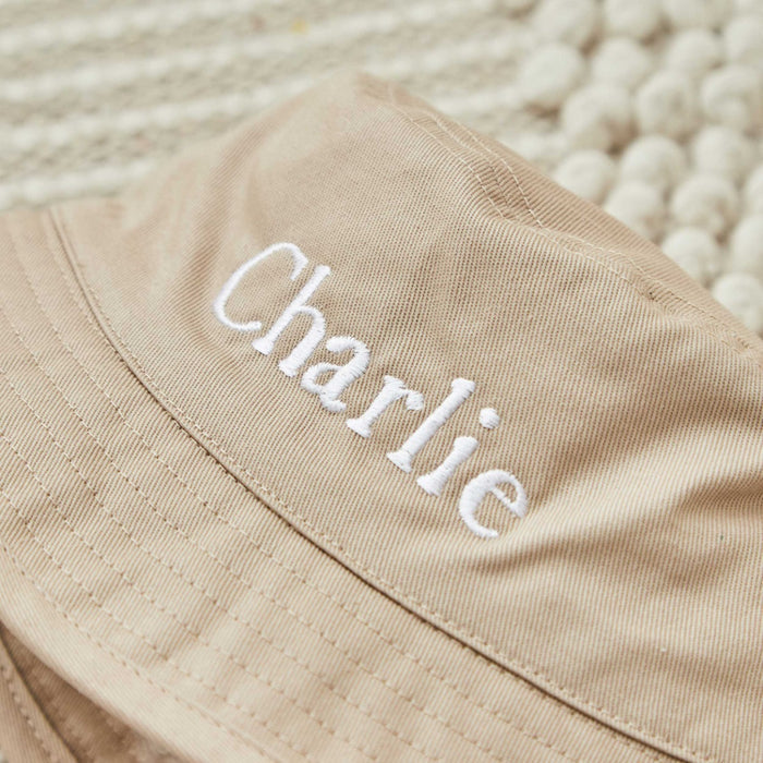 Personalised Lettering Brown Bucket Hat