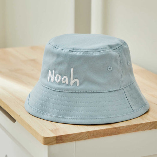 Personalised Lettering Light Blue Bucket Hat
