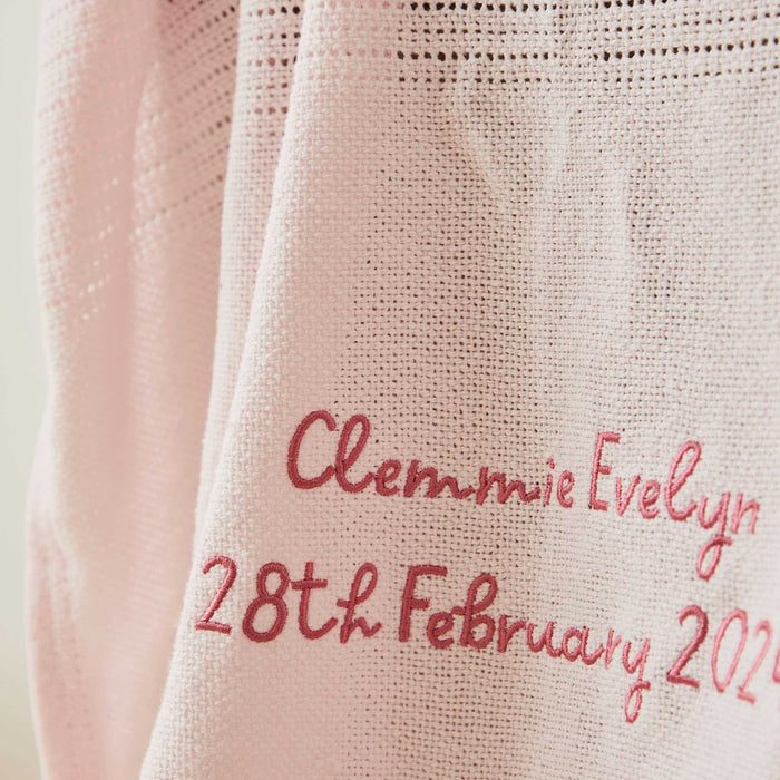 Personalised Light Pink Cellular Baby Blanket