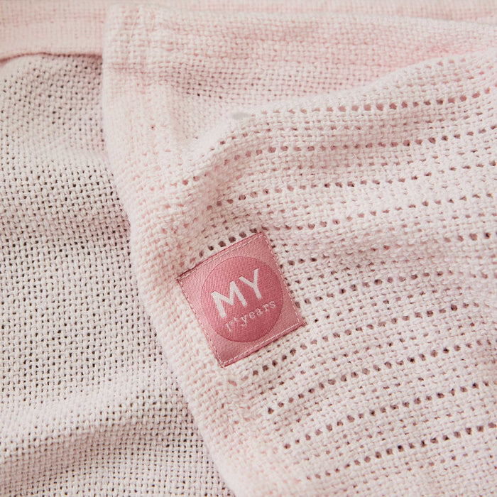 Personalised Light Pink Cellular Baby Blanket