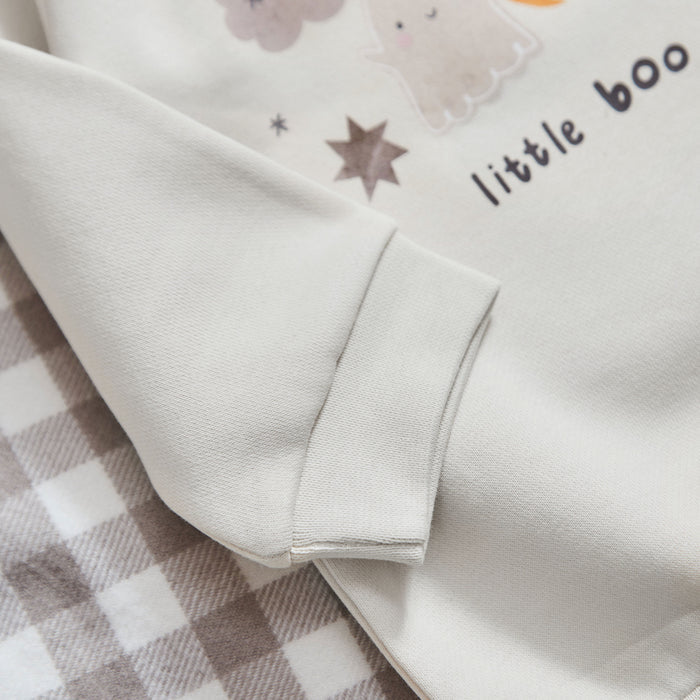 Personalised Little Boo Crew Ecru Pumpkin Sweatshirt