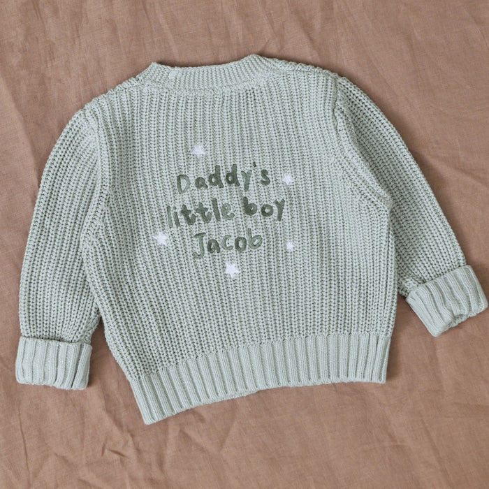 Personalised Little Boy Sage Cardigan