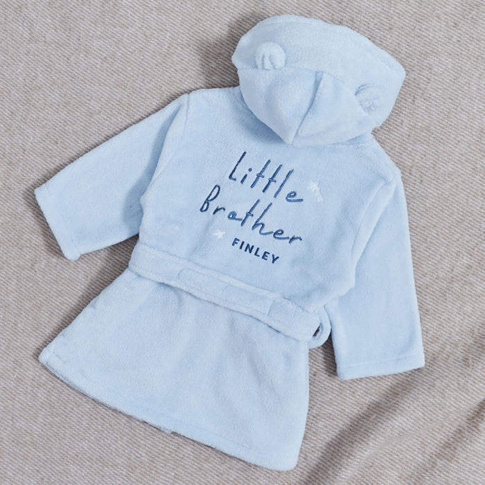 Personalised Little Brother Blue Fleece Robe