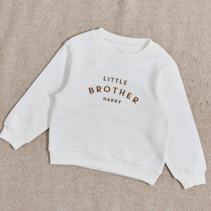 Personalised Little Brother Sweatshirt in Ecru