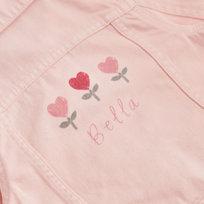 Personalised Little & Loved Three Tulips Pink Denim Jacket