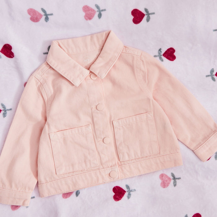 Personalised Little & Loved Three Tulips Pink Denim Jacket