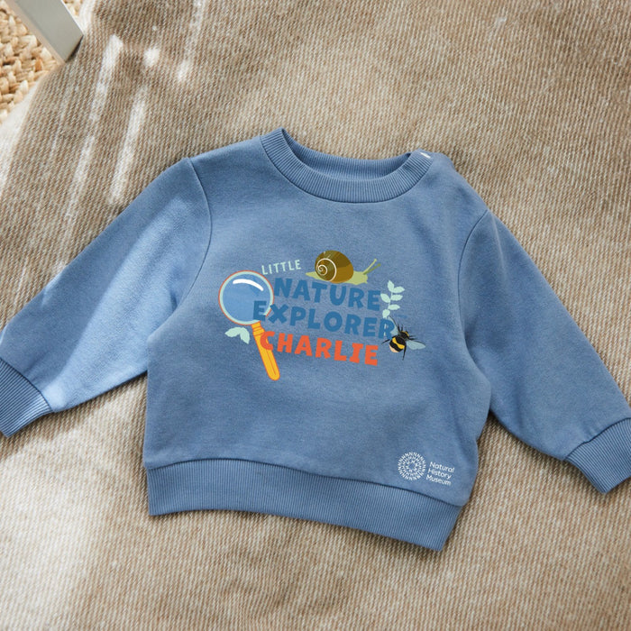 Personalised Little Nature Explorer Blue Sweater