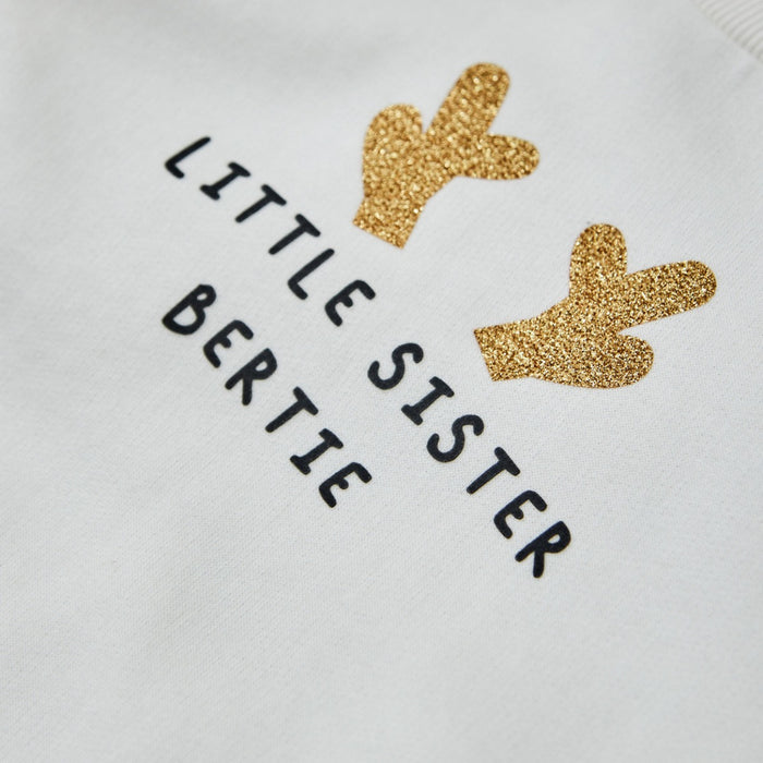 Personalised Little Sibling Antler Ecru Sweatshirt