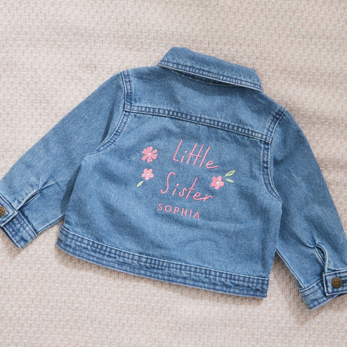 Personalised Little Sister Blue Denim Jacket