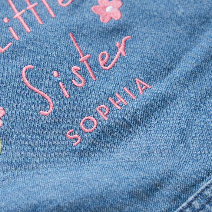 Personalised Little Sister Blue Denim Jacket