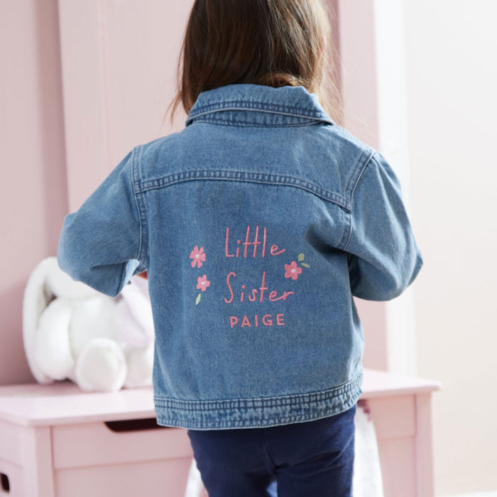 Personalised Little Sister Blue Denim Jacket