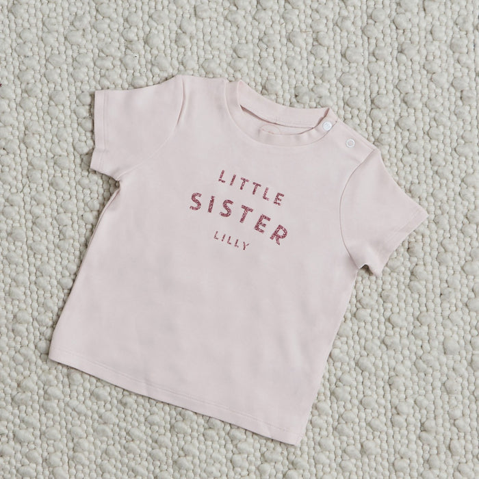 Personalised Little Sister Pink T-Shirt